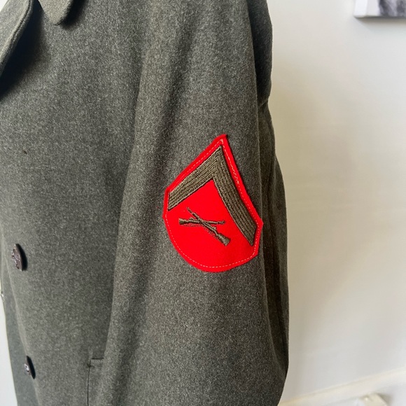 Vintage Military Wool Coat Vintage Olive Green Wool Patched Military Overcoat - Picture 8 of 8